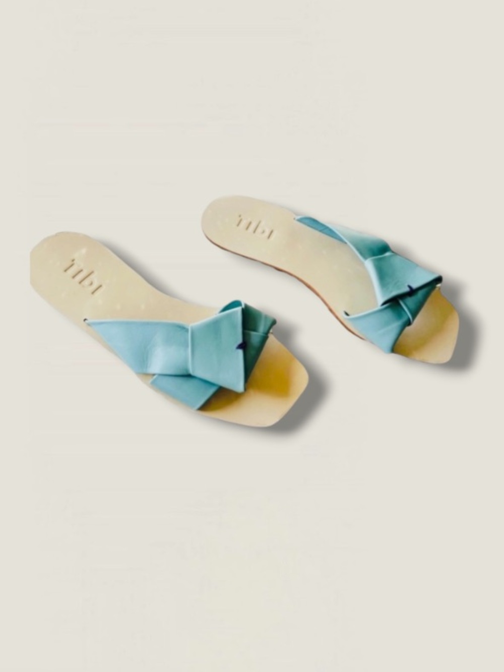 TIBI Light Blue Leather Slides Sandals Size 36.5